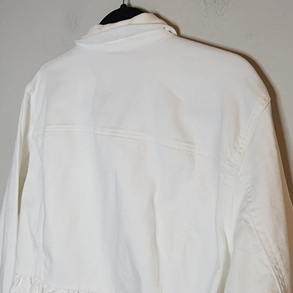 NWT Lane Bryant White Denim Jacket Peplum Hem Flare Sleeve Button Front Sz 22 3X - Picture 9 of 16